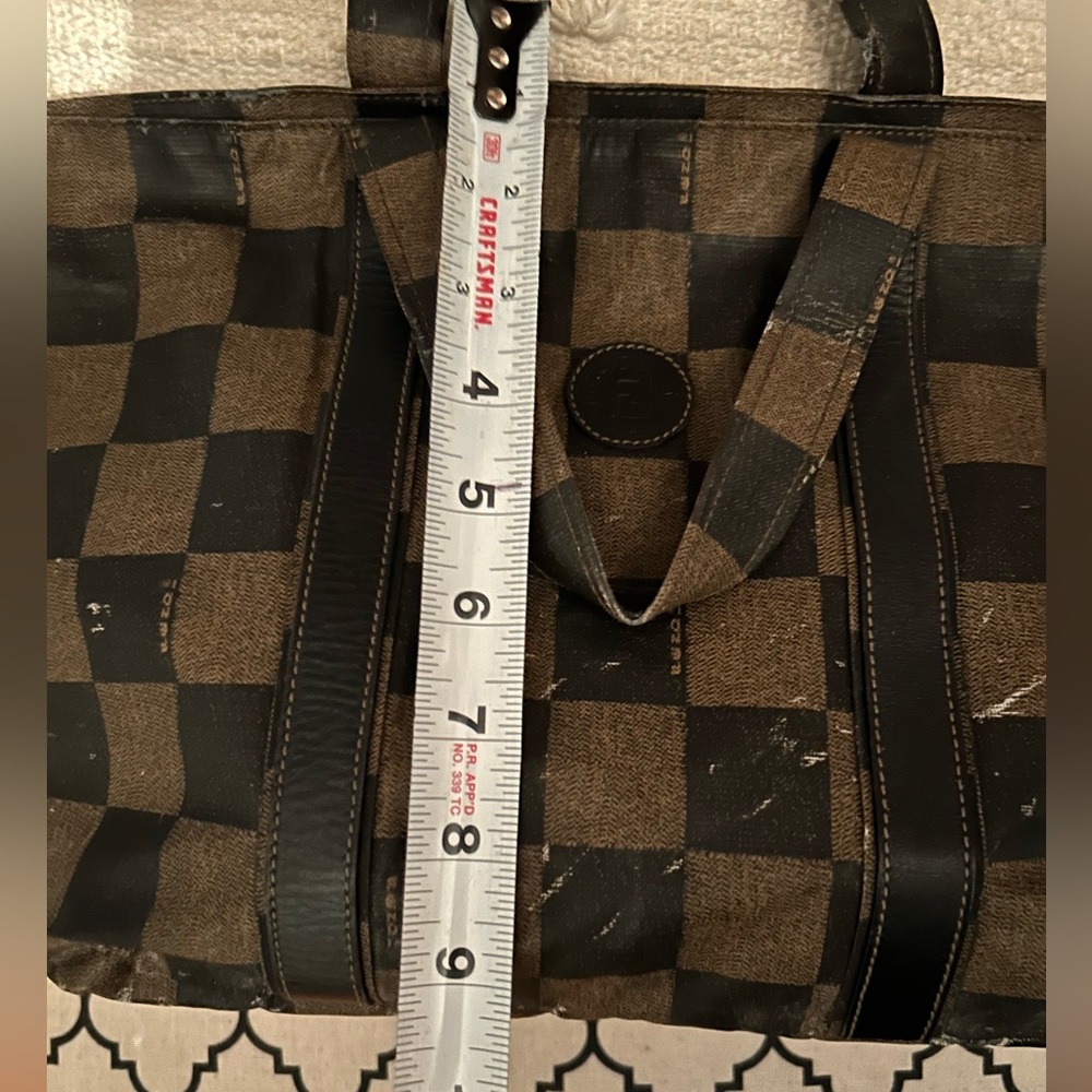 Fendi Brown and Black Checker Tote Bag - Picture 13 of 13